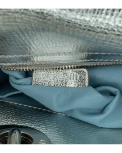 Preloved Mini Leather Saddle Shoulder Bag with Magnetic Snap Closure