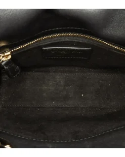 Preloved Mini Quilted Leather Top Handle Bag with Chain Strap