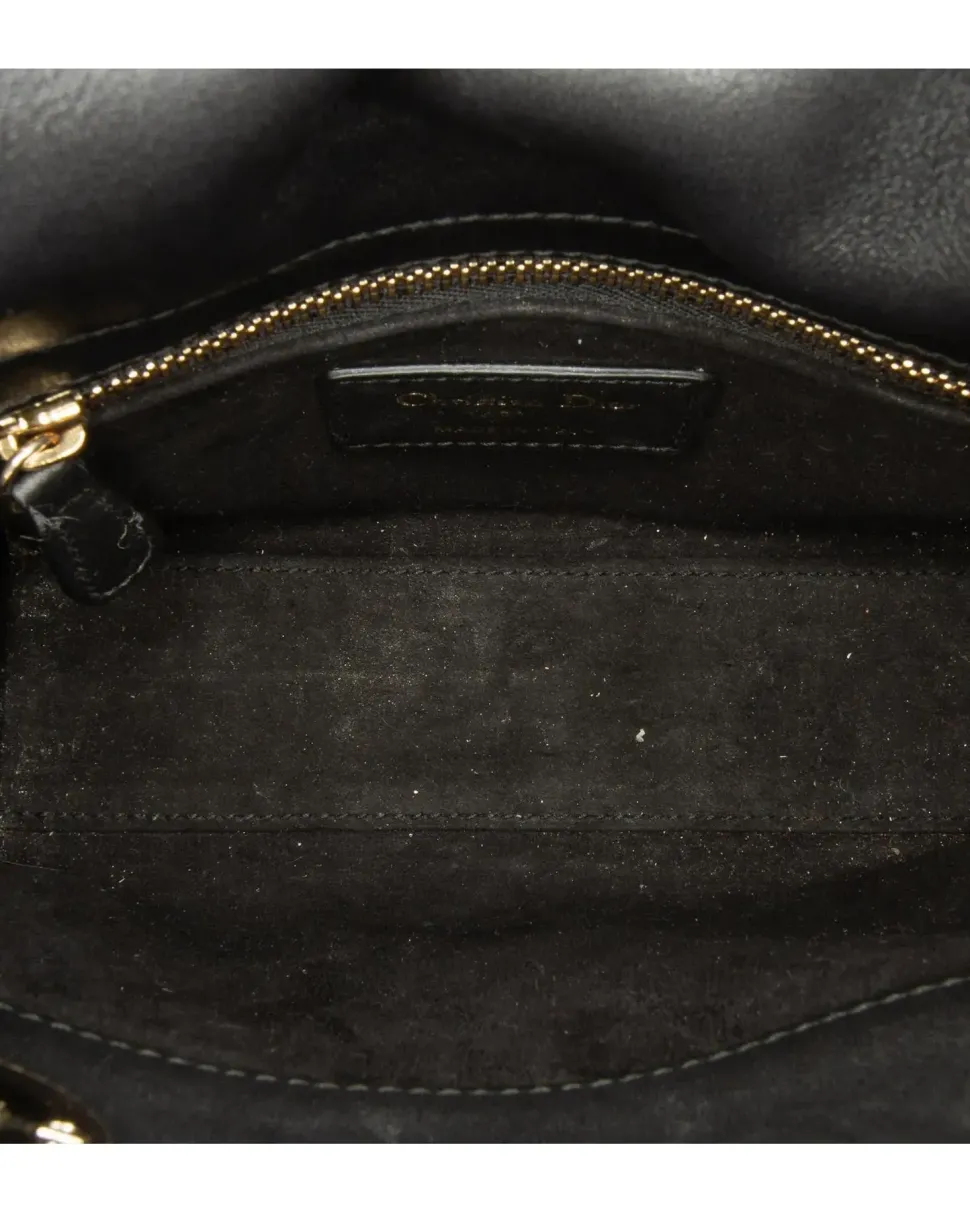Preloved Mini Quilted Leather Top Handle Bag with Chain Strap