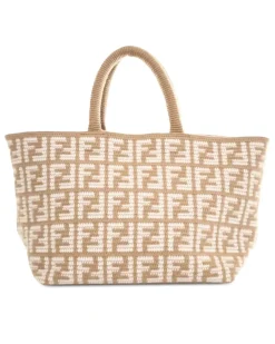 Preloved Mini Raffia Top Handle Bag with Leather Trim