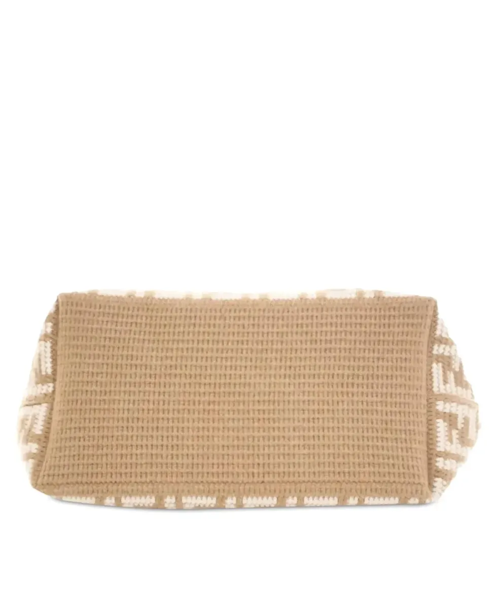 Preloved Mini Raffia Top Handle Bag with Leather Trim