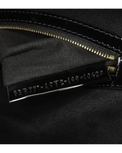 Preloved Oblique Chain Shoulder Bag with Canvas Body and Chain Link