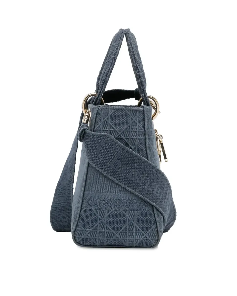 Preloved Quilted Denim Tie-Dye Shoulder Bag with Chain Strap