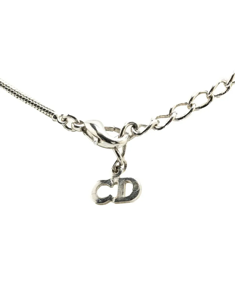 Preloved Silver Crystal Rhinestone Pendant Necklace
