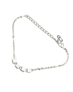 Preloved Silver Plated Charm Bracelet with Logo Cubes