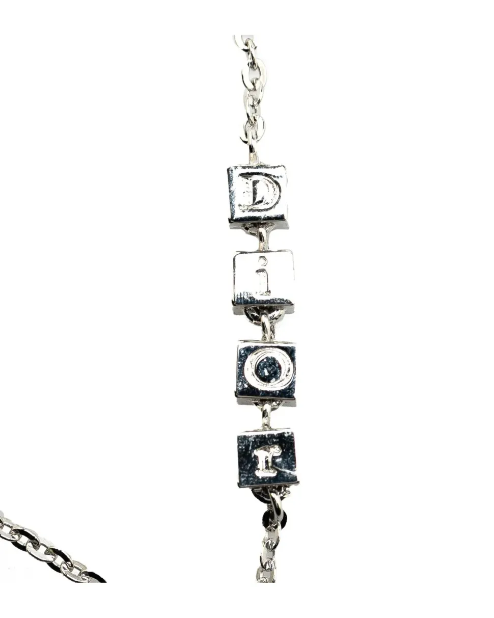 Preloved Silver Plated Charm Bracelet with Logo Cubes