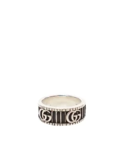 Preloved Silver-Tone GG Logo Ring Sterling Silver Ring with