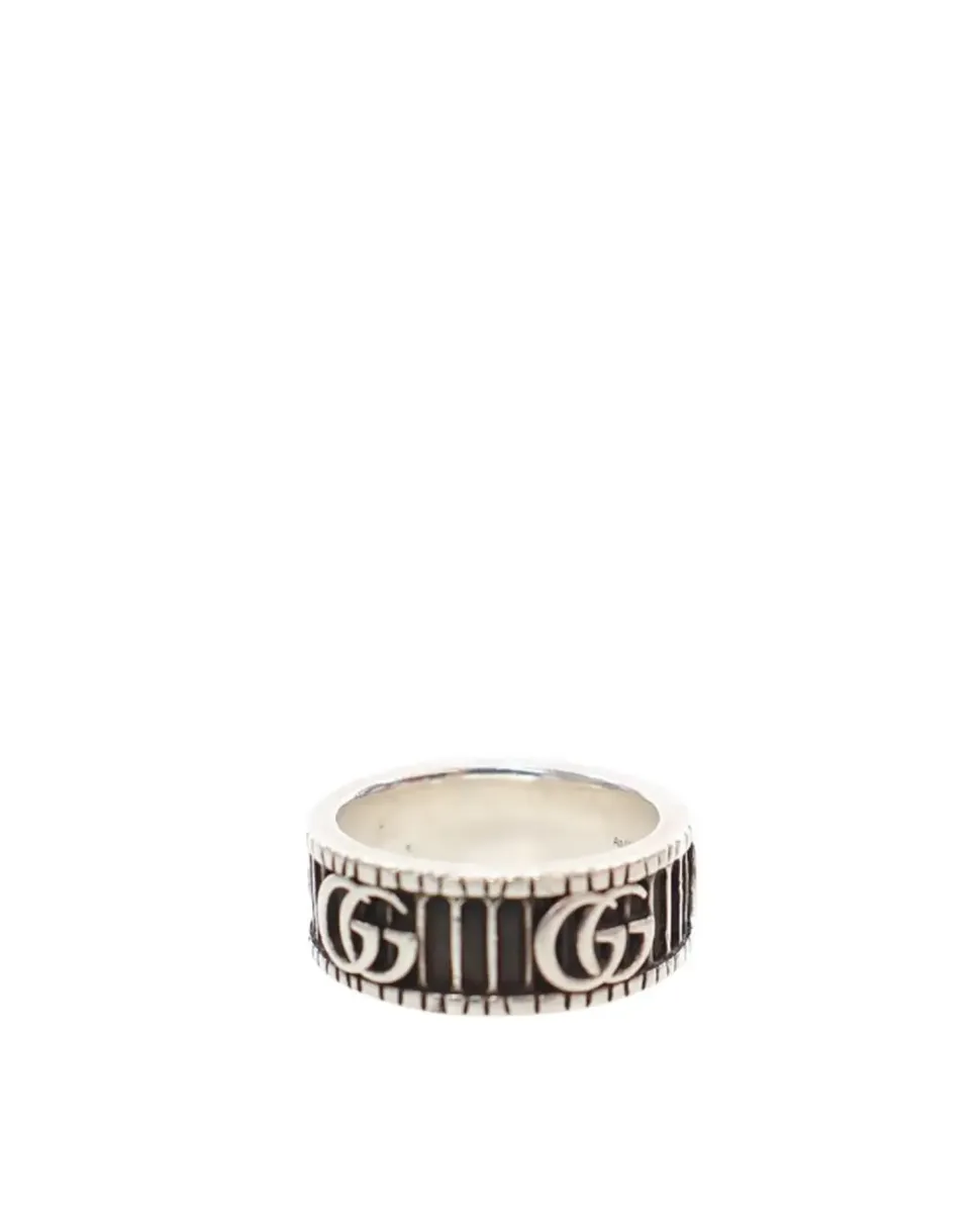 Preloved Silver-Tone GG Logo Ring Sterling Silver Ring with
