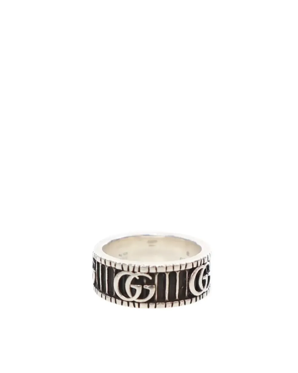 Preloved Silver-Tone GG Logo Ring Sterling Silver Ring with