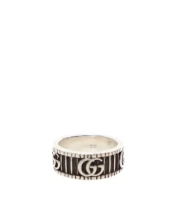 Preloved Silver-Tone GG Logo Ring Sterling Silver Ring with