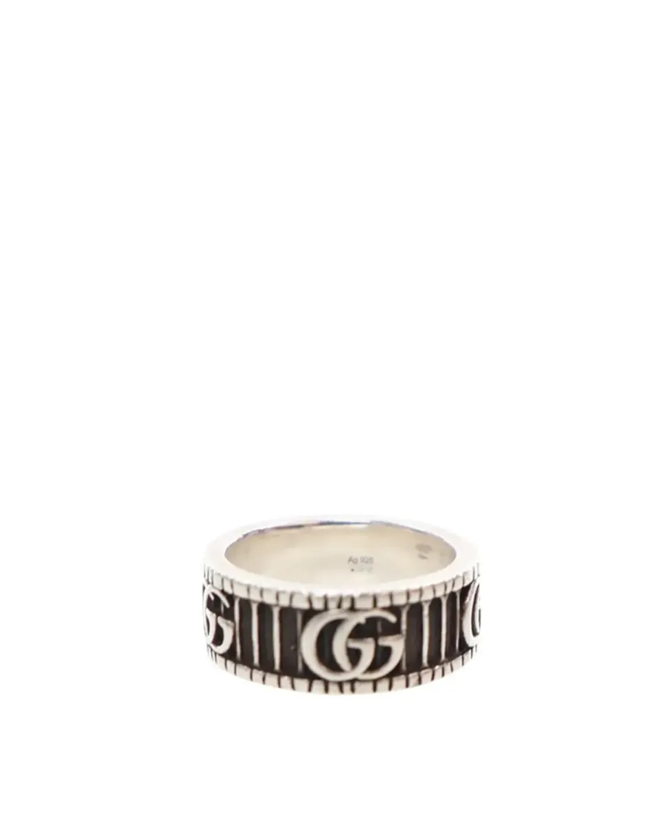 Preloved Silver-Tone GG Logo Ring Sterling Silver Ring with