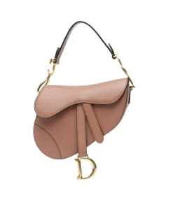 Preloved Small Leather Crossbody Bag with Buckle Closure