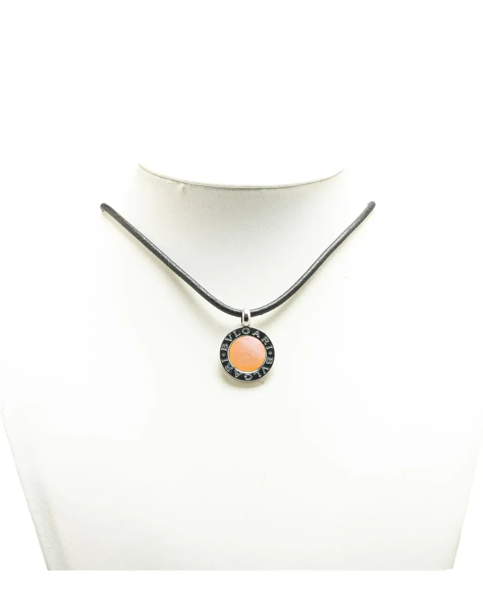 Preloved Stainless Steel Shell Pendant Choker Necklace with Leather