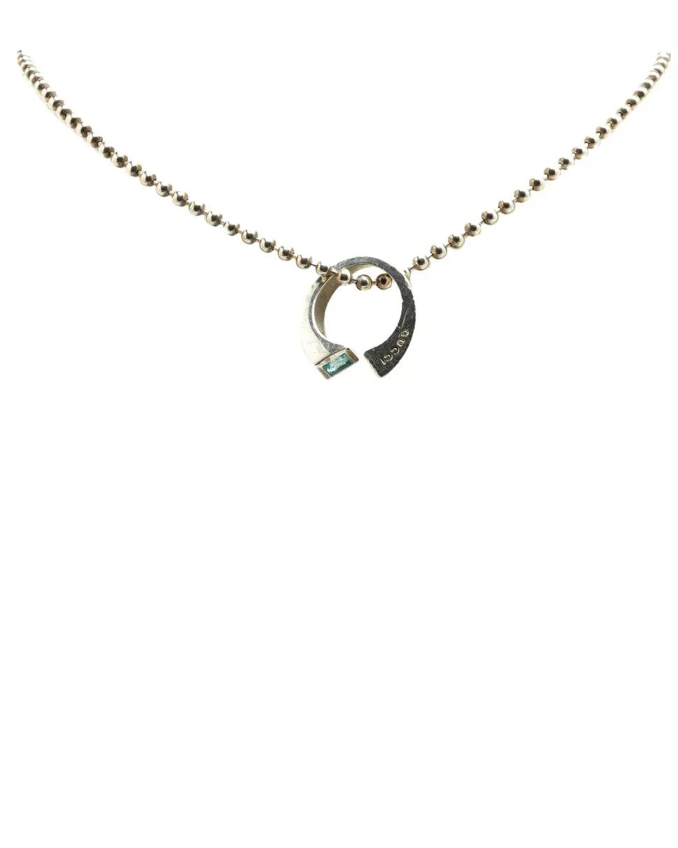 Preloved Sterling Silver Blue Topaz Pendant Necklace Minimalist
