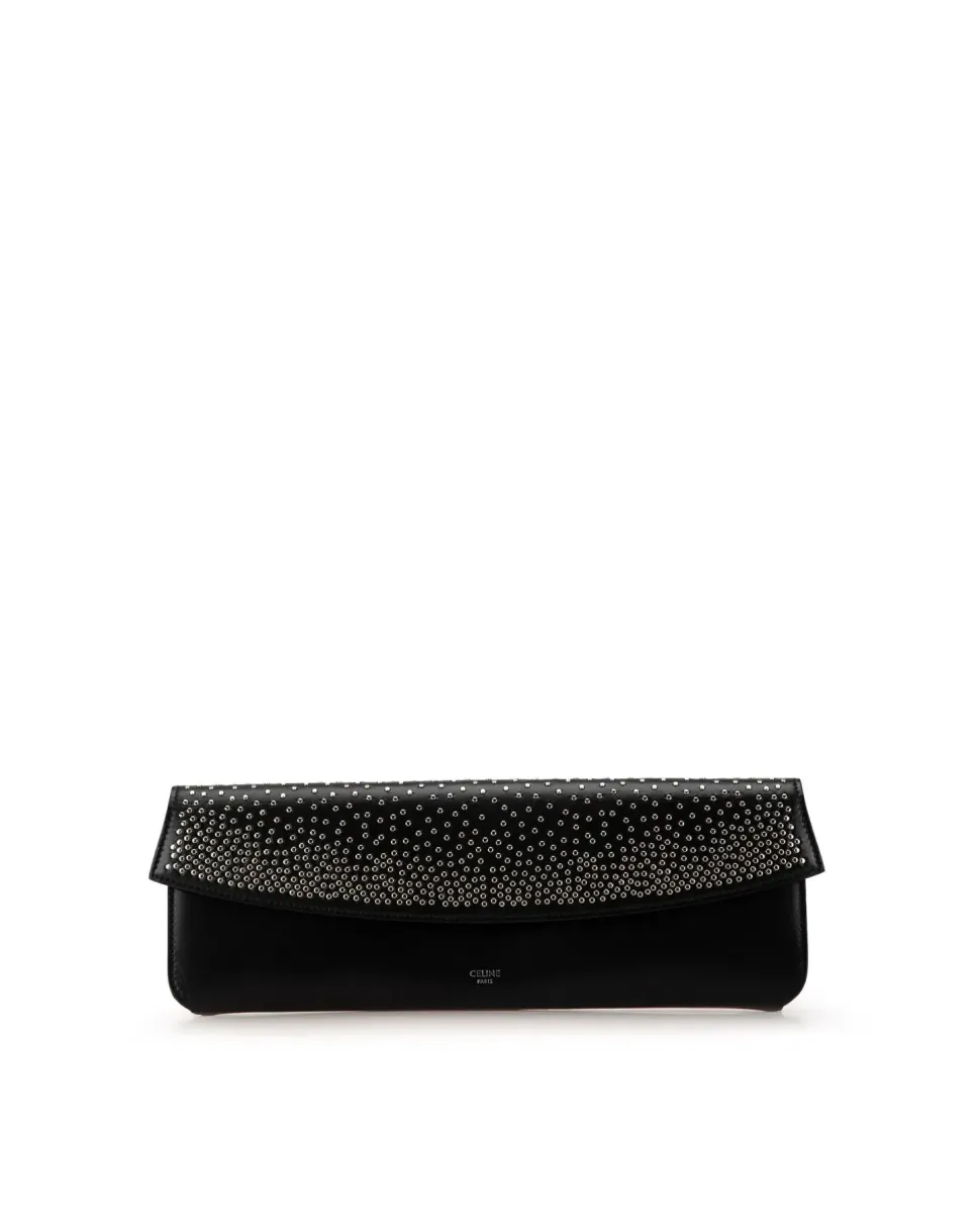 Preloved Studded Satin Microcannage Clutch with Chain