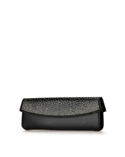 Preloved Studded Satin Microcannage Clutch with Chain