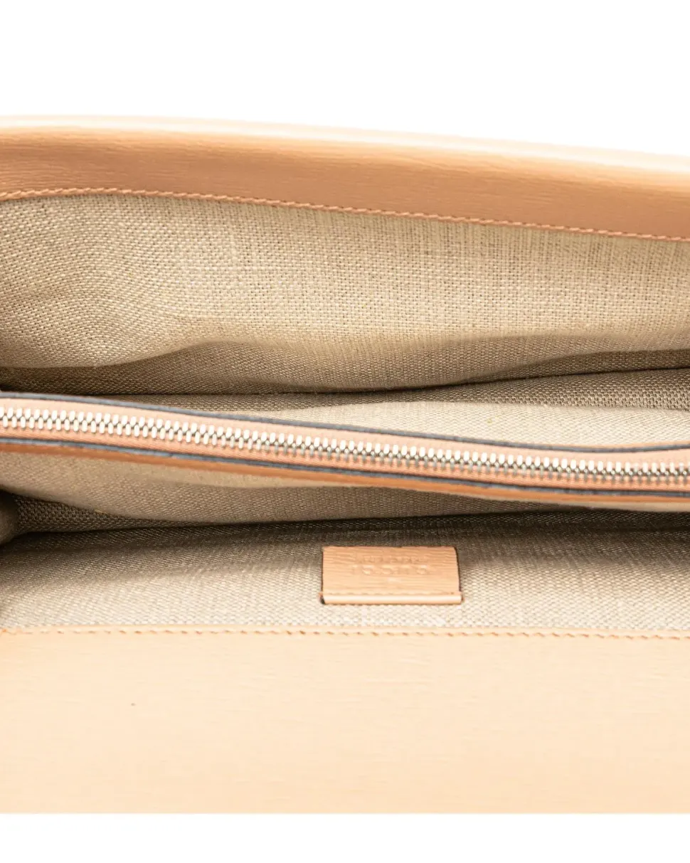 Preloved Suede Shoulder Bag with Leather Trim and Push Lock Closure