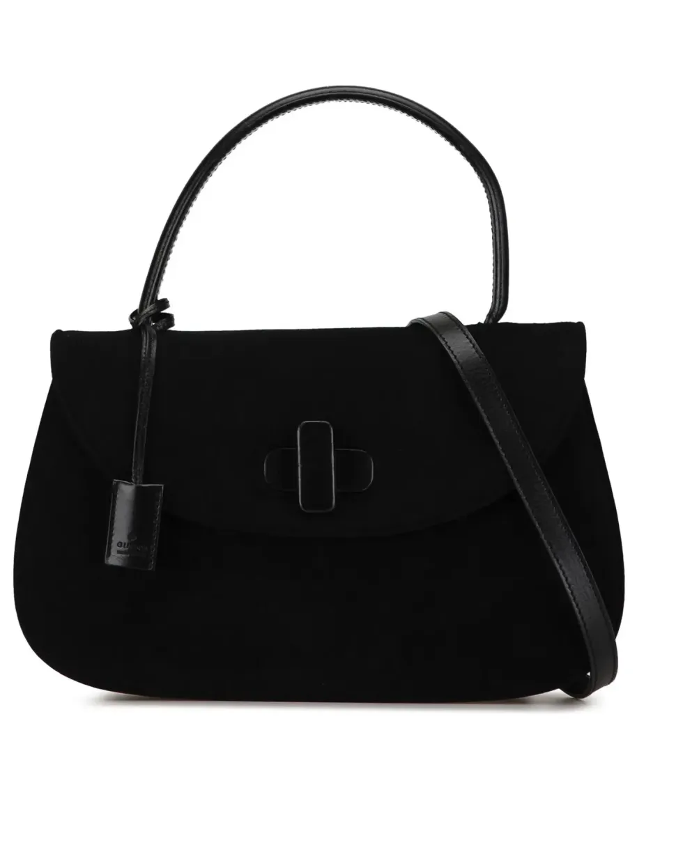 Preloved Sylvie 1969 Black Leather Shoulder Bag