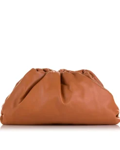 Preloved The Pouch Intrecciato Nappa Leather Clutch Brown