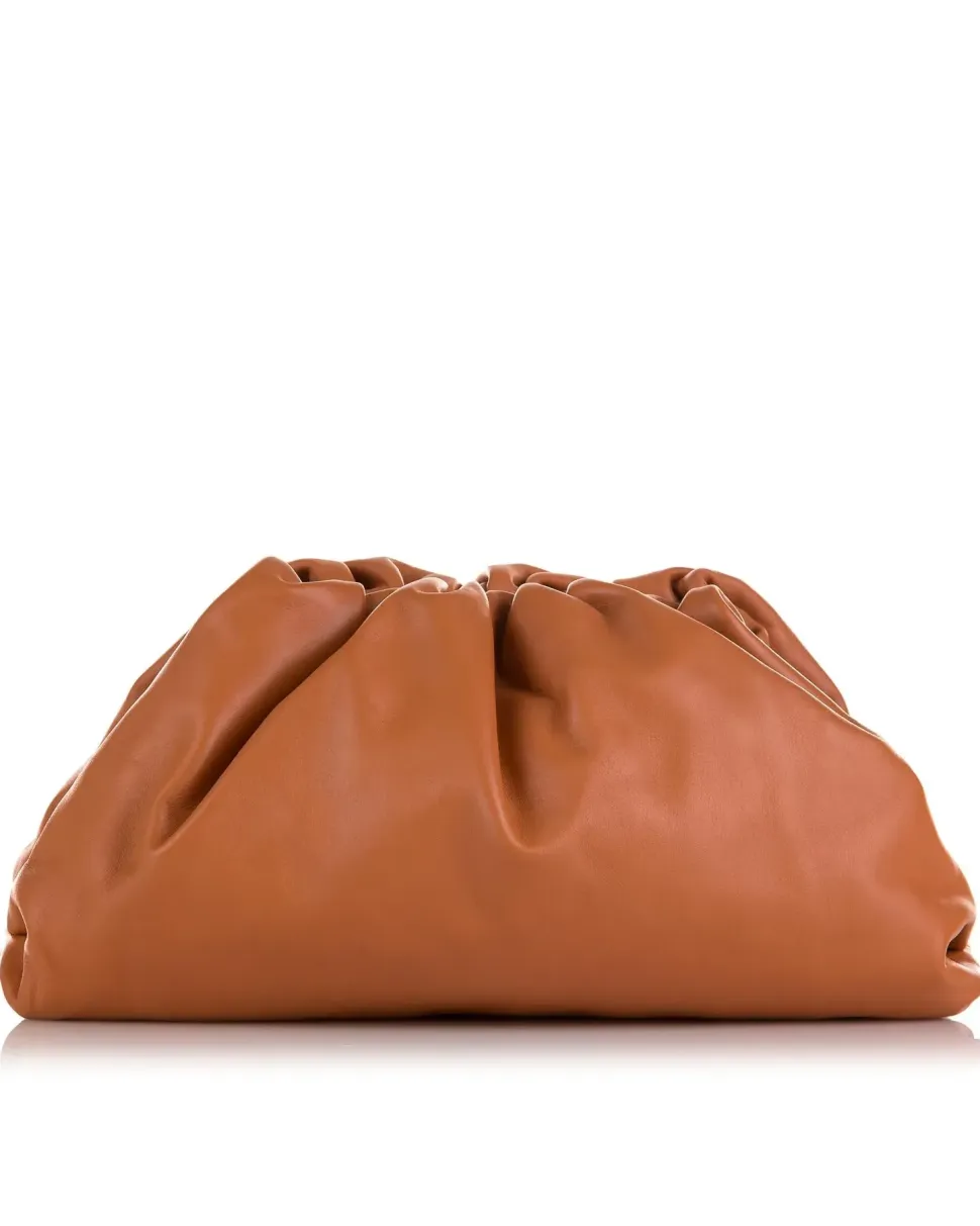 Preloved The Pouch Intrecciato Nappa Leather Clutch Brown
