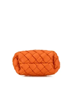 Preloved The Pouch Mini Intrecciato Leather Keychain in Orange