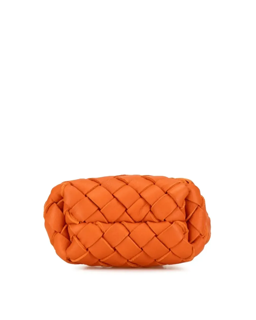 Preloved The Pouch Mini Intrecciato Leather Keychain in Orange