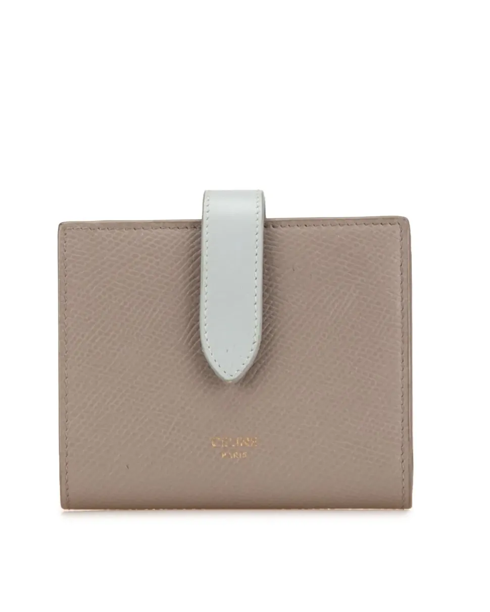 Preloved Woven Leather Card Holder with Zip Closure and Slip Pockets