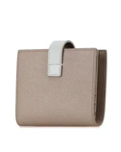 Preloved Woven Leather Card Holder with Zip Closure and Slip Pockets