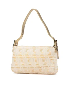 Preloved Woven Leather Shoulder Bag with Chain Strap