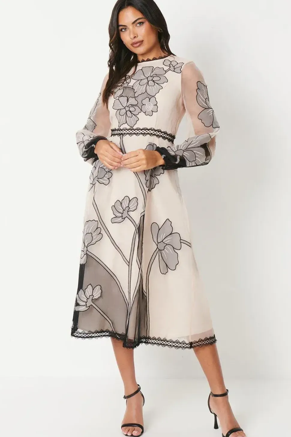 Premium Applique And Embroidered Midi Dress