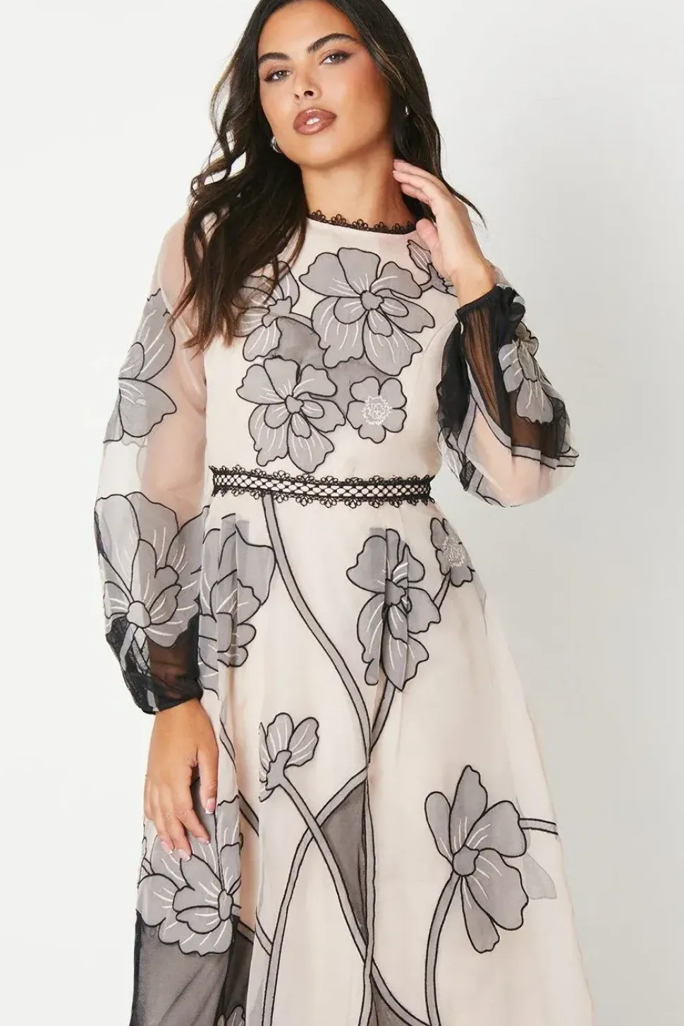 Premium Applique And Embroidered Midi Dress