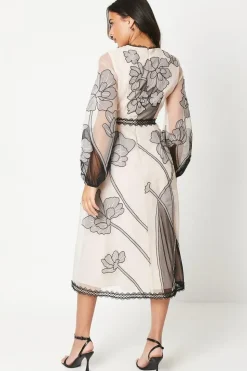 Premium Applique And Embroidered Midi Dress
