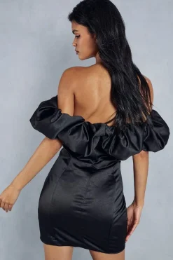 Premium Asymmetric Frill Bodycon Mini Dress