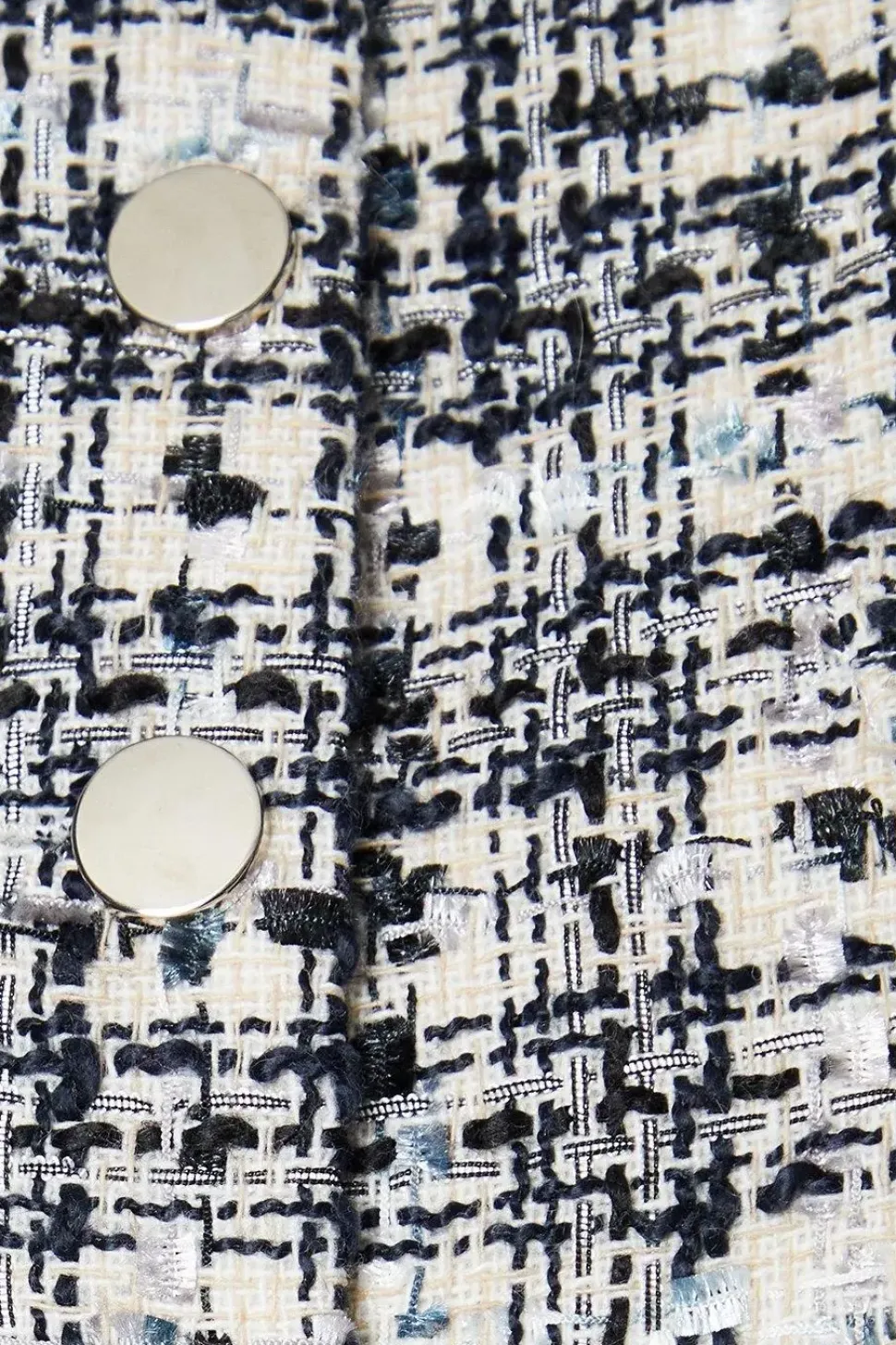 Premium Boucle Button Through Collarless Jacket