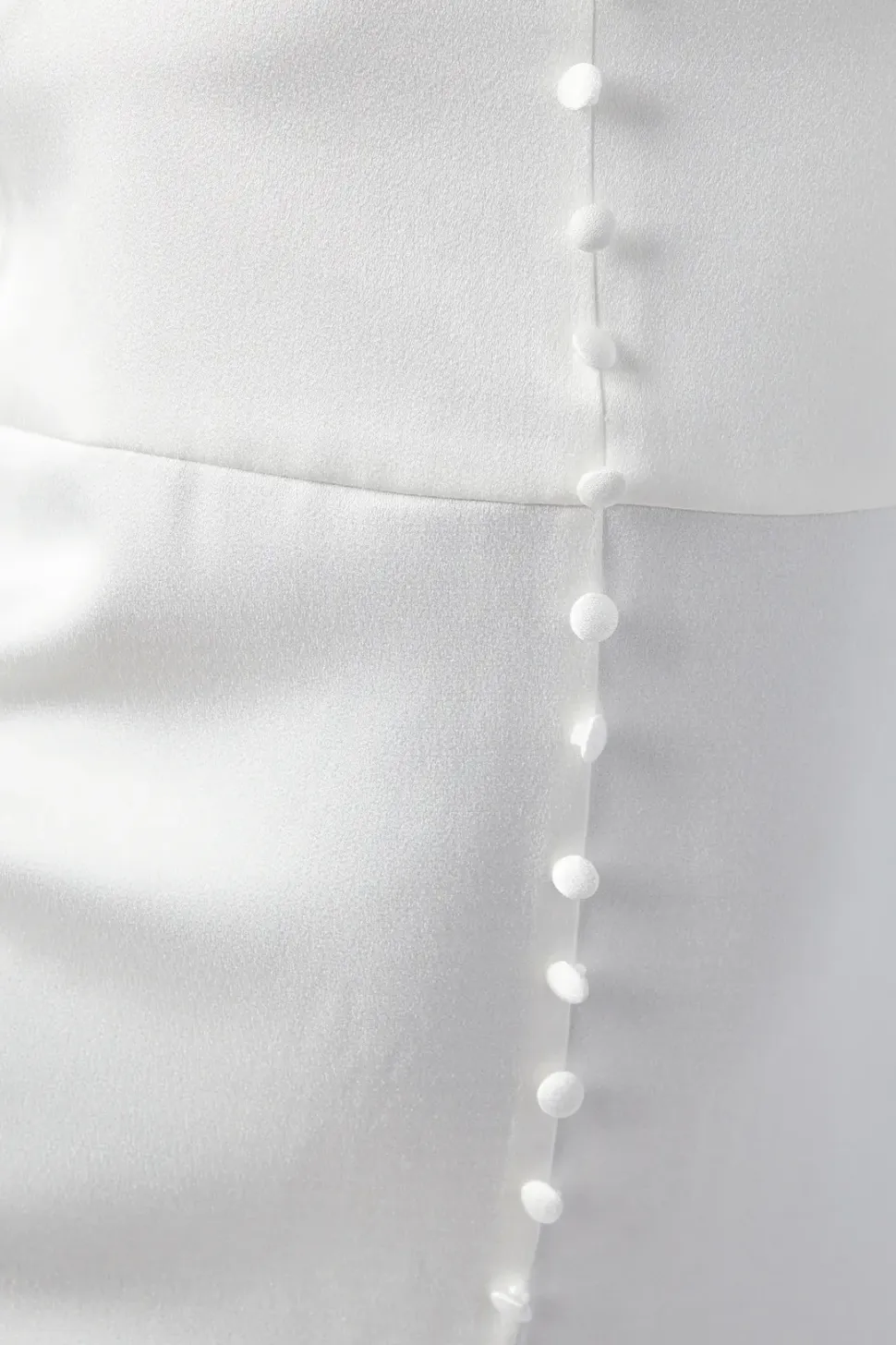 Premium Button Front Blouson Sleeve Satin Wedding Dress