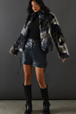 Premium Camouflage Faux Fur Cropped Jacket