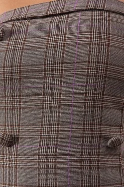 Premium Check Bandeau Double Breasted Midi Dress