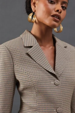 Premium Check Waisted Mini Blazer Dress