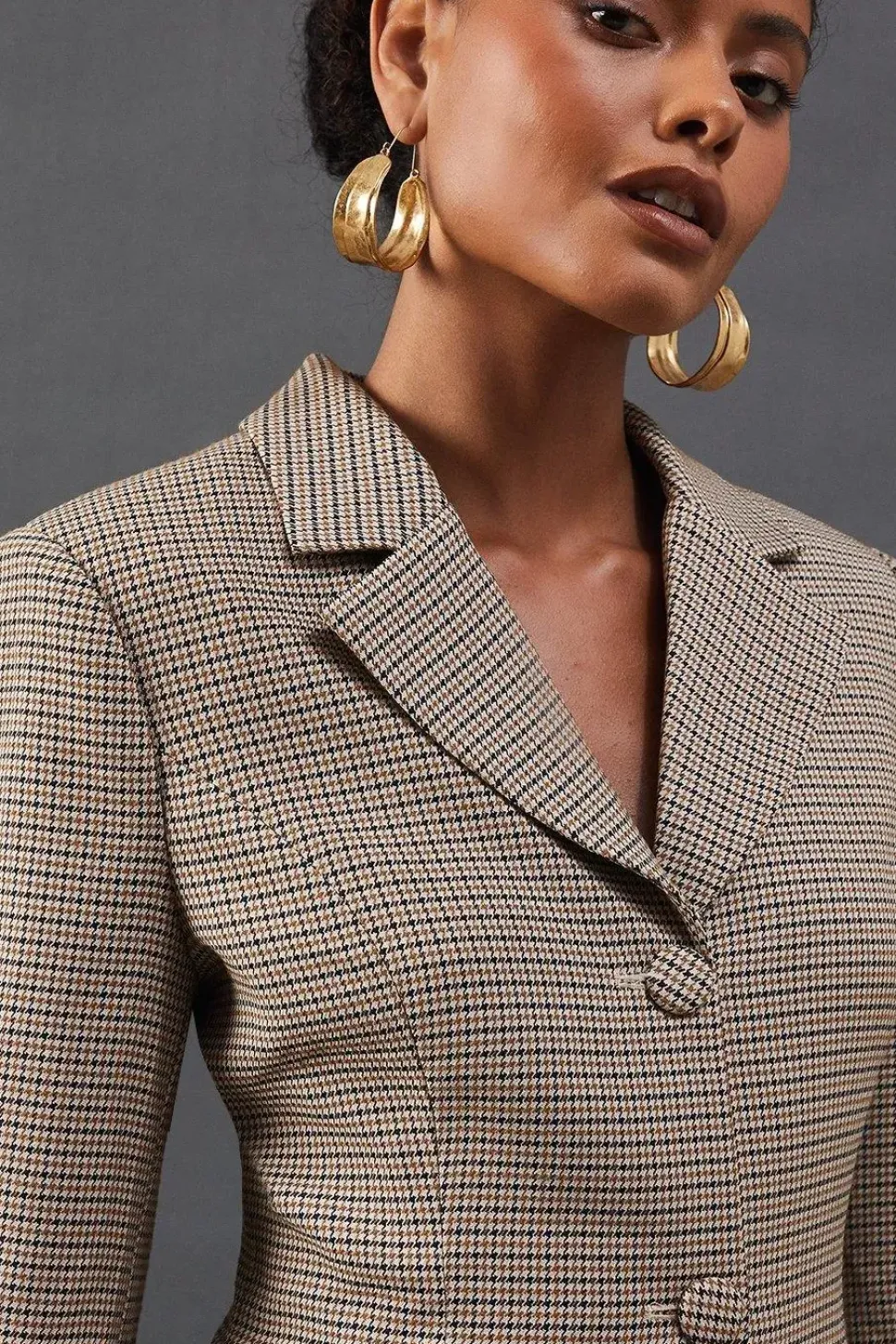 Premium Check Waisted Mini Blazer Dress