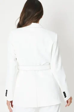Premium Contrast Top Stitch Belted Blazer