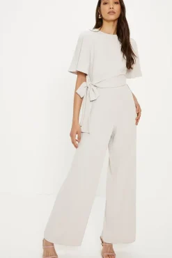 Premium Crepe Drape Tie Front Jumpsuit