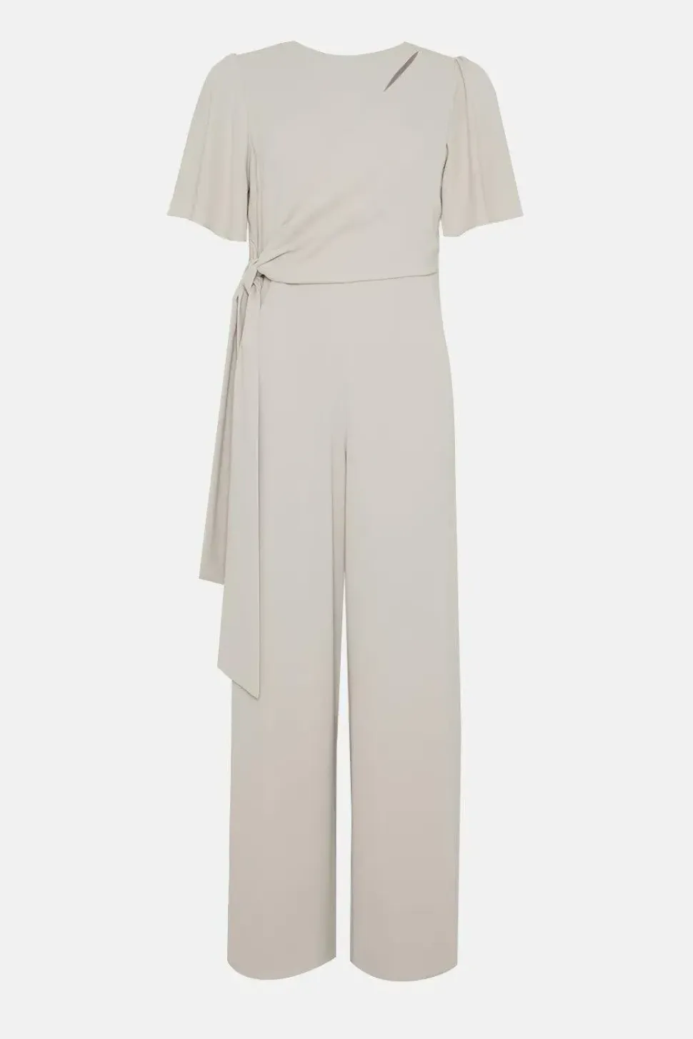 Premium Crepe Drape Tie Front Jumpsuit