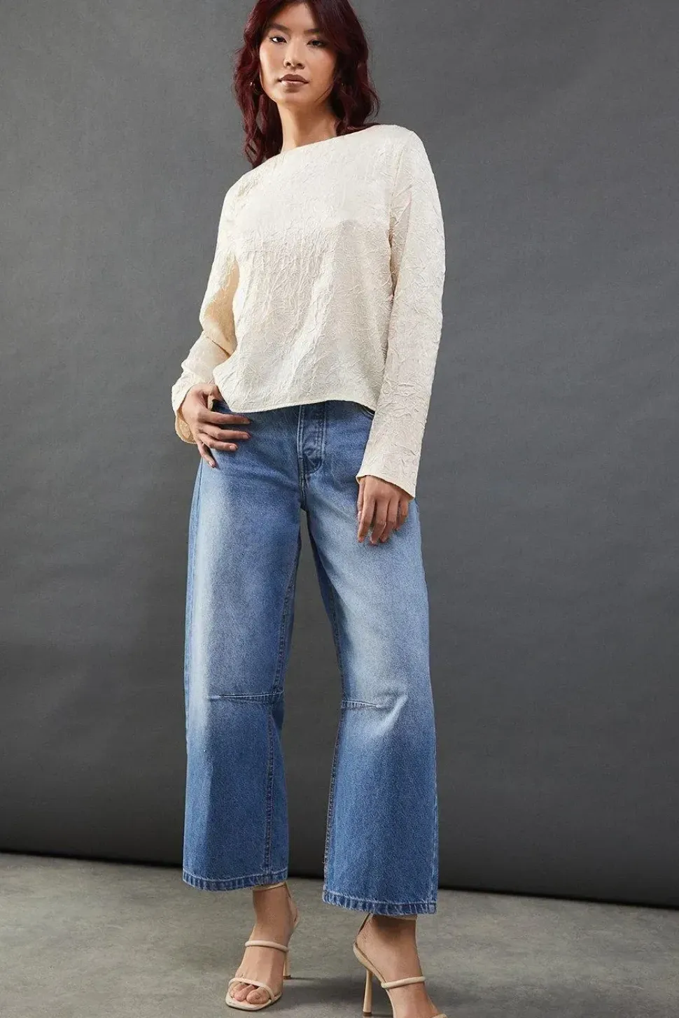 Premium Crinkle Satin Slash Neck Top