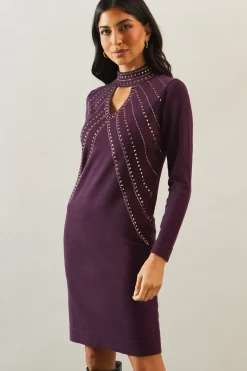 Premium Cut Out Detail Embellished Midi Dress