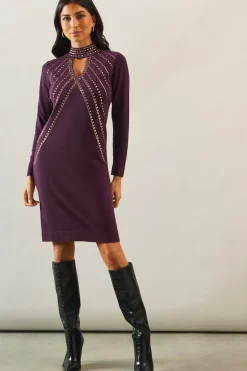 Premium  Cut Out Detail Embellished Midi Dress