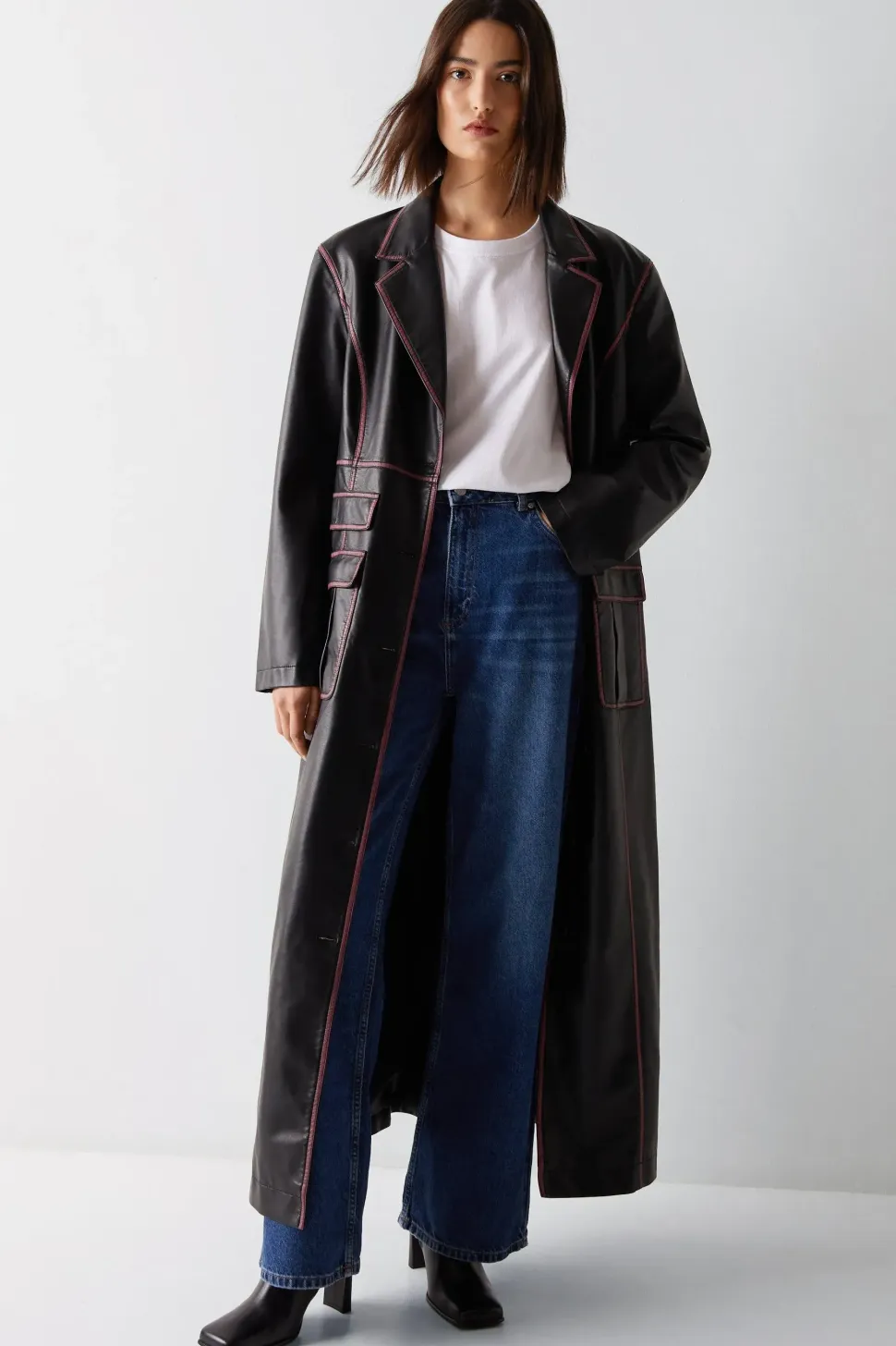Premium Distressed Faux Leather Duster