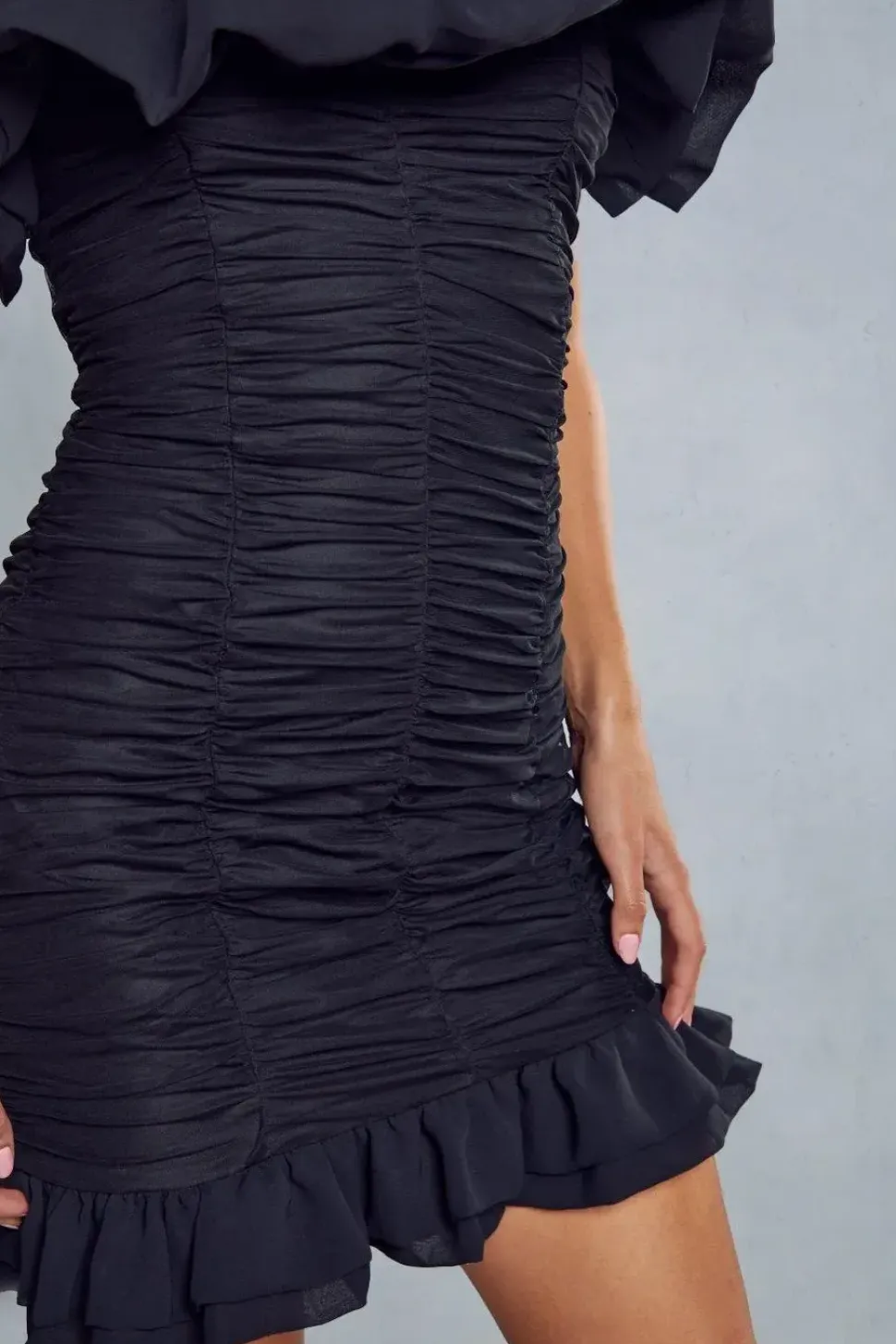Premium Extreme Ruffle Bardot Mini Dress