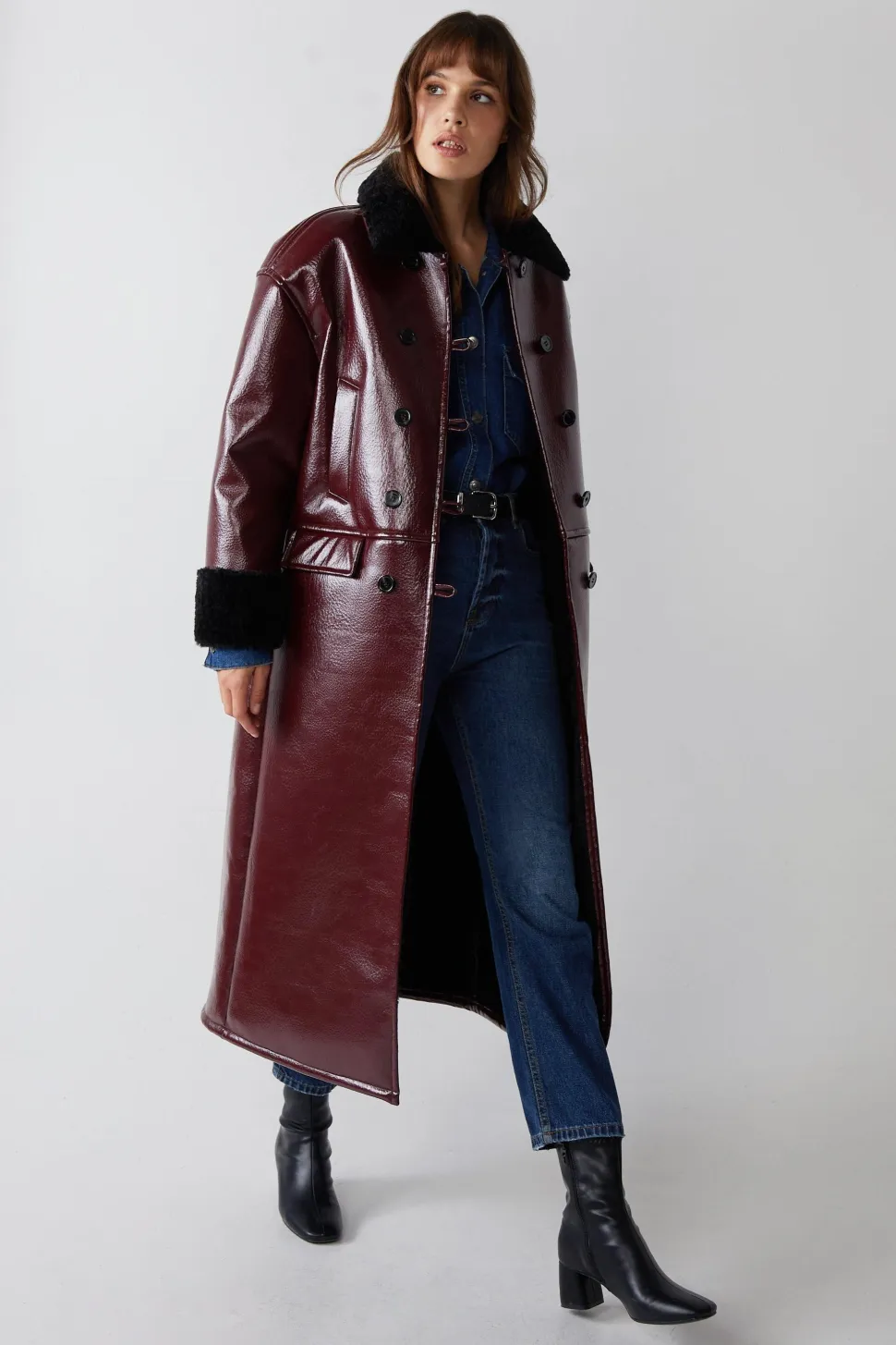 Premium Faux Leather Metallic Bonded Maxi Aviator