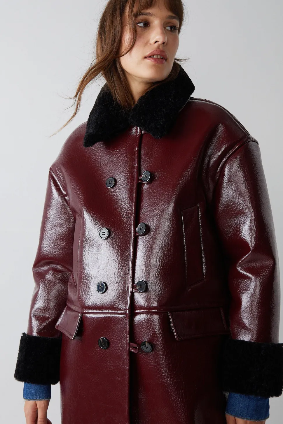 Premium Faux Leather Metallic Bonded Maxi Aviator