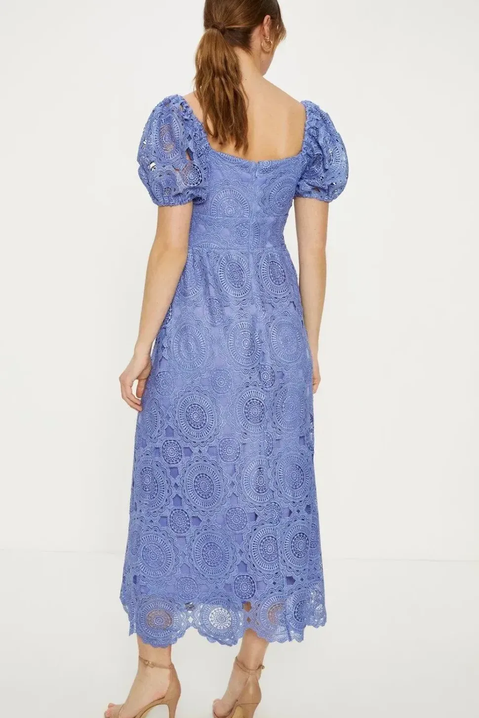 Premium Floral Lace Cut Out Midi Dress
